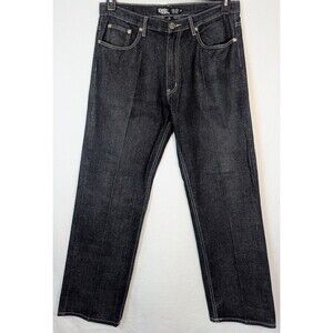 GS115 Y2K Hip Hop Dark Wash Jeans Mens 36 Streetwear Denim Baggy